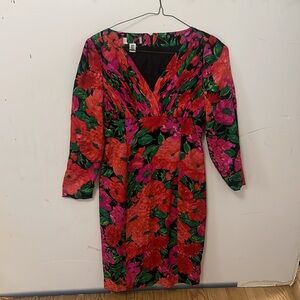 GILLIAN VINTAGE‎ FLORAL 100% SILK DRESS SIZE 4